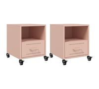 vidaXL Bedside Cabinets Nightstand Bed Table Bed Cabinet 2 pcs Pink Steel