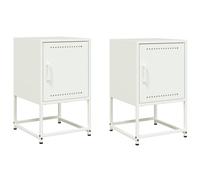 vidaXL Bedside Cabinets Nightstand Bed Table Bed Cabinet 2 pcs White Steel