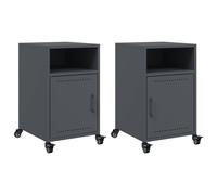 vidaXL Bedside Cabinets Nightstand Bed Table Side Table 2 pcs Anthracite Steel