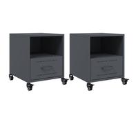 vidaXL Bedside Cabinets 2 pcs Anthracite 36x39x43.5 cm Steel - Black, Black