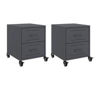 vidaXL Bedside Cabinets 2 pcs Anthracite 36x39x43.5 cm Steel - Black, Black