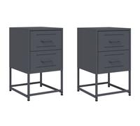 vidaXL Bedside Cabinets Nightstand Bed Table Side Table 2 pcs Anthracite Steel