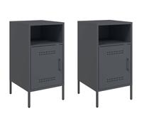 vidaXL Bedside Cabinets Nightstand Bed Table Side Table 2 pcs Anthracite Steel