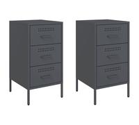 vidaXL Bedside Cabinets Nightstand Bed Table Side Table 2 pcs Anthracite Steel