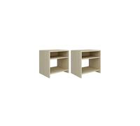 vidaXL Bedside Cabinets - Set of 2, Sonoma Oak Finish - Engineered Wood Bedroom and Living Room Side Table with Open Compartment & Shelf