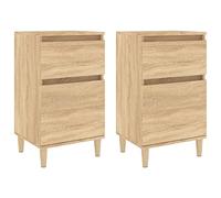 vidaXL Bedside Cabinets Sonoma Oak, 2 pcs, Scandinavian Style, Bedroom Furniture, Durable Engineered Wood Construction, Easy Assembly
