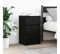 vidaXL Bedside Cabinets with 3 Drawers 2 pcs Black 39x35x65 cm, Black