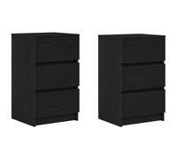 vidaXL Bedside Cabinets with 3 Drawers 2 pcs Black 39x35x65 cm bedside table