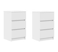 vidaXL Bedside Cabinets with 3 Drawers 2 pcs White 39x35x65 cm