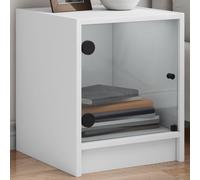 vidaXL Bedside Cabinets with Glass Doors 2 pcs White 35x37x42 cm