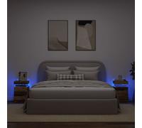 Bedside Cabinets with LED Bed Side Table 2 pcs Old Wood Engineered vidaXL