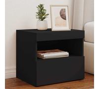 Bedside Cabinets with LED Lights Nightstand Bed Side Table 2 pcs Black vidaXL