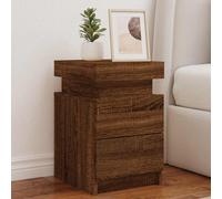 vidaXL Bedside Cabinets with LED Lights 2 pcs Brown Oak 35x39x55 cm
