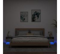 Vidaxl Bedside Cabinets With Led Lights 2 Pcs Concrete Grey 40X39X37 Cm