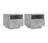Vidaxl Bedside Cabinets With Led Lights 2 Pcs Concrete Grey 40X39X37 Cm