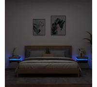 vidaXL Bedside Cabinets with LED Lights 2 pcs Concrete Grey 40x39x48.5 cm