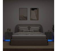 Bedside Cabinets with LED Lights Nightstand Bed Table Engineered Wood vidaXL