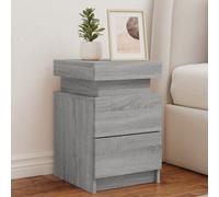 Vidaxl Bedside Cabinets With Led Lights 2 Pcs Grey Sonoma 35X39X55 Cm