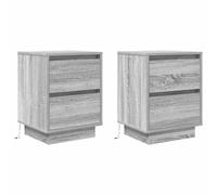vidaXL Bedside Cabinets/Nightstand with RGB LED - 2 pcs Grey Sonoma 38x34x50 cm Engineered Wood Night Table