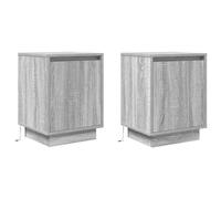 vidaXL Bedside Cabinets with LED Lights 2 pcs Grey Sonoma 38x34x50 cm, bedside table, nightstand, bed table, bed side table, bed cabinet