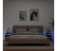 vidaXL Bedside Cabinets with LED Lights 2 pcs Old Wood 40x39x48.5 cm