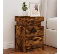 (smoked oak, 2 pcs) vidaXL Bedside Cabinets with LED Lights Nightstand Bed Cabinet Side Table