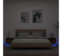 vidaXL Bedside Cabinets with LED Lights 2 pcs Smoked Oak 40x39x37 cm
