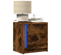 Bedside Cabinets with LED Lights 2 pcs Smoked Oak Engineered Wood