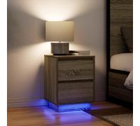 vidaXL Bedside Cabinets with LED Lights 2 pcs Sonoma Oak 38x34x50 cm
