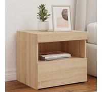 Vidaxl Bedside Cabinets With Led Lights 2 Pcs Sonoma Oak 50X40X45 Cm