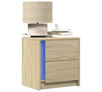 Bedside Cabinet with LED Lights Nightstand Bed Table Engineered Wood vidaXL
