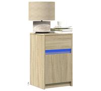 vidaXL Bedside Cabinets with LED Lights 2 pcs Sonoma Oak Engineered Wood