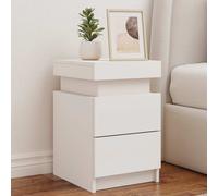 2 Pcs Bedside Cabinets with LED Lights Nightstand Bed Side Table vidaXL