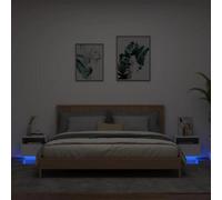 Vidaxl Bedside Cabinets With Led Lights 2 Pcs White 40X39X37 Cm