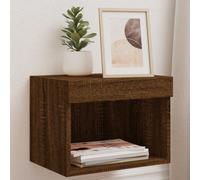 vidaXL Bedside Cabinets with LED Lights Wall-mounted 2 pcs Brown Oak