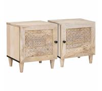 vidaXL Bedside Table 2 pcs Beige 40 x 33 x 46 cm Solid mango wood