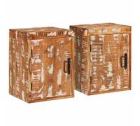 Bedside Table Brown Nightstand Bedroom Furniture Rustic Wooden Metal vidaXL