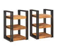 vidaXL Bedside Table 2 pcs Brown and black Solid Mango Wood