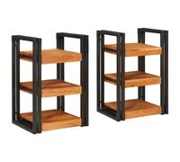vidaXL Bedside Table 2 pcs Brown and black Solid Wood Acacia