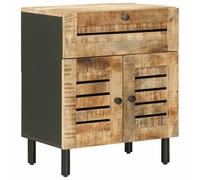 vidaXL Bedside Table Beige 50 x 33 x 60 cm Solid Mango Wood, Stylish Bedside Tab