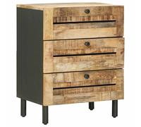 vidaXL Bedside Table Beige 50 x 33 x 62 cm Solid Mango Wood, Elegant Modern Nigh