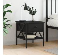 Vidaxl Bedside Table Black 40X42X45 Cm Engineered Wood, Black