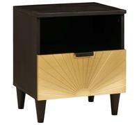 vidaXL Bedside Table Black and Gold 40 x 33 x 46 cm Solid mango wood