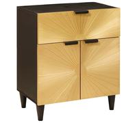 vidaXL Bedside Table Black and Gold 50 x 33 x 60 cm Solid mango wood