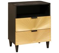 vidaXL Bedside Table Black and Gold 50 x 33 x 60 cm Solid mango wood