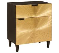 vidaXL Bedside Table Black and Gold 50 x 33 x 60 cm Solid mango wood