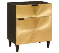 vidaXL Bedside Table Black and Gold 50 x 33 x 60 cm Solid mango wood, Modern Bed