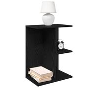 Bedside Table Black Oak Engineered Wood 46.5x29x61cm 3 Compartments With Drawers