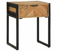 vidaXL Bedside Table Brown 40 x 35 x 50 cm Solid Acacia Wood and Metal, Rustic N