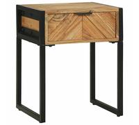 vidaXL Bedside Table Brown 40 x 35 x 50 cm Solid Acacia Wood and Metal, Rustic W